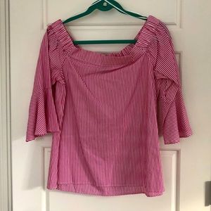 Off shoulder pink stripped top